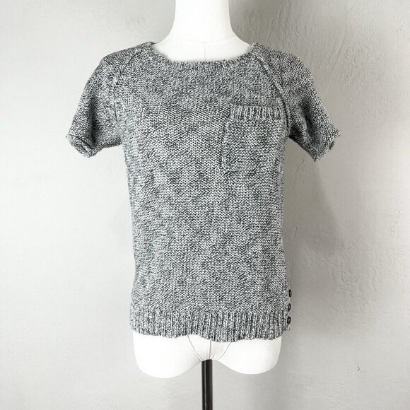 Wallace‎ Madewell Sweater Short Sleeve Pocket Linen Blend Marled Knit Size Small - Picture 1 of 10